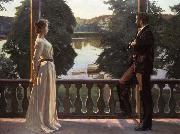 Richard Bergh Nordic summer's evening oil painting reproduction